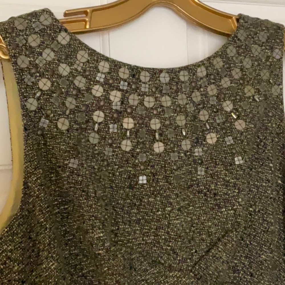 ELLEN TRACEY WOOL BEADED DRESS